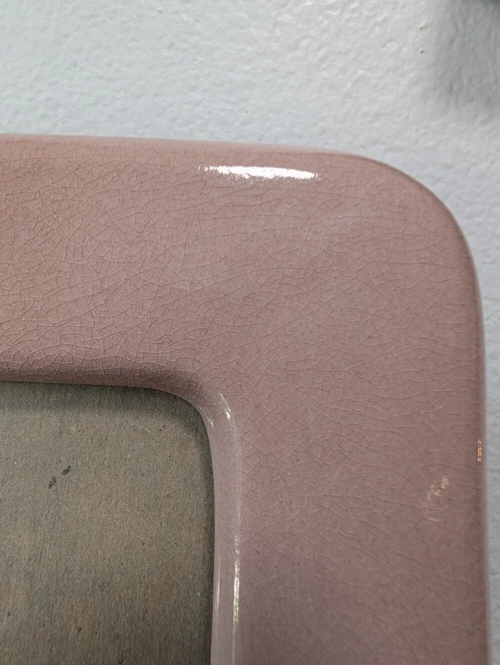 Vtg Terragrafics Picture Frame Floral Pink Crackle Glaze Ceramic Cottage Core